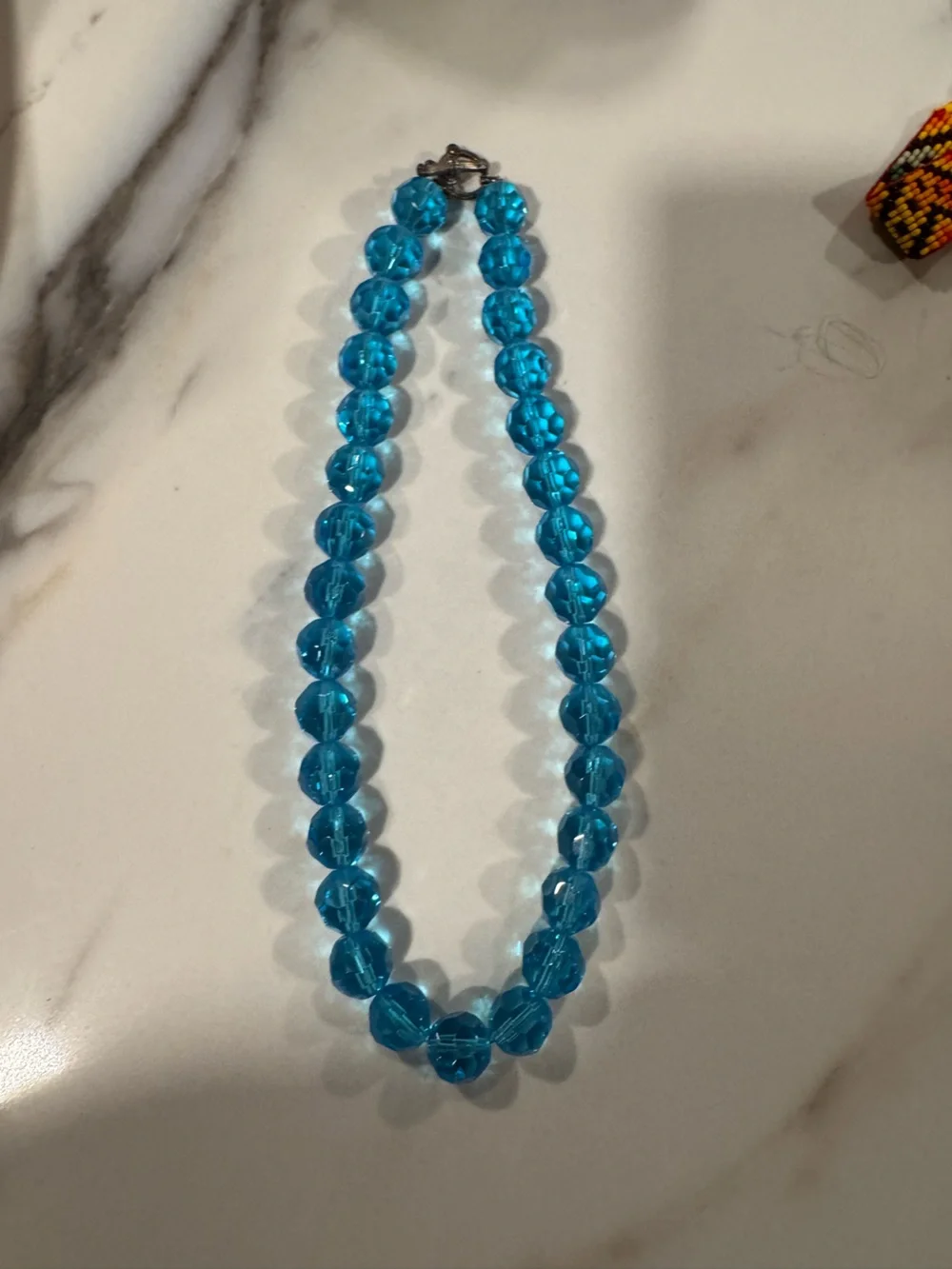 Green  clear and blue 5 piece lot of Faceted Bead Necklaces and bracelets